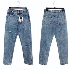 NEW Nasty Gal High Waist Distressed Mom Jeans Vintage Wash Size 4